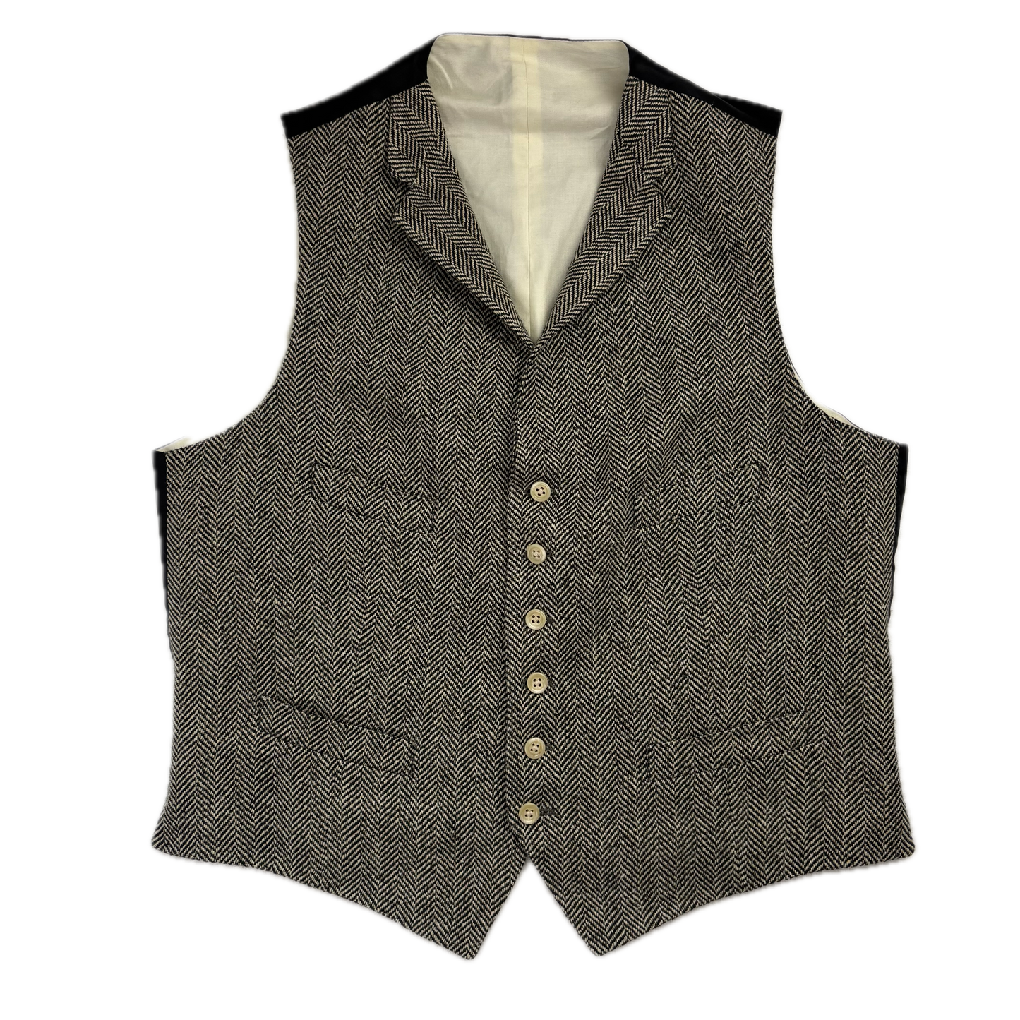 Polo Ralph Lauren Grey Herringbone Waistcoat (Flax Silk Wool) - 44R