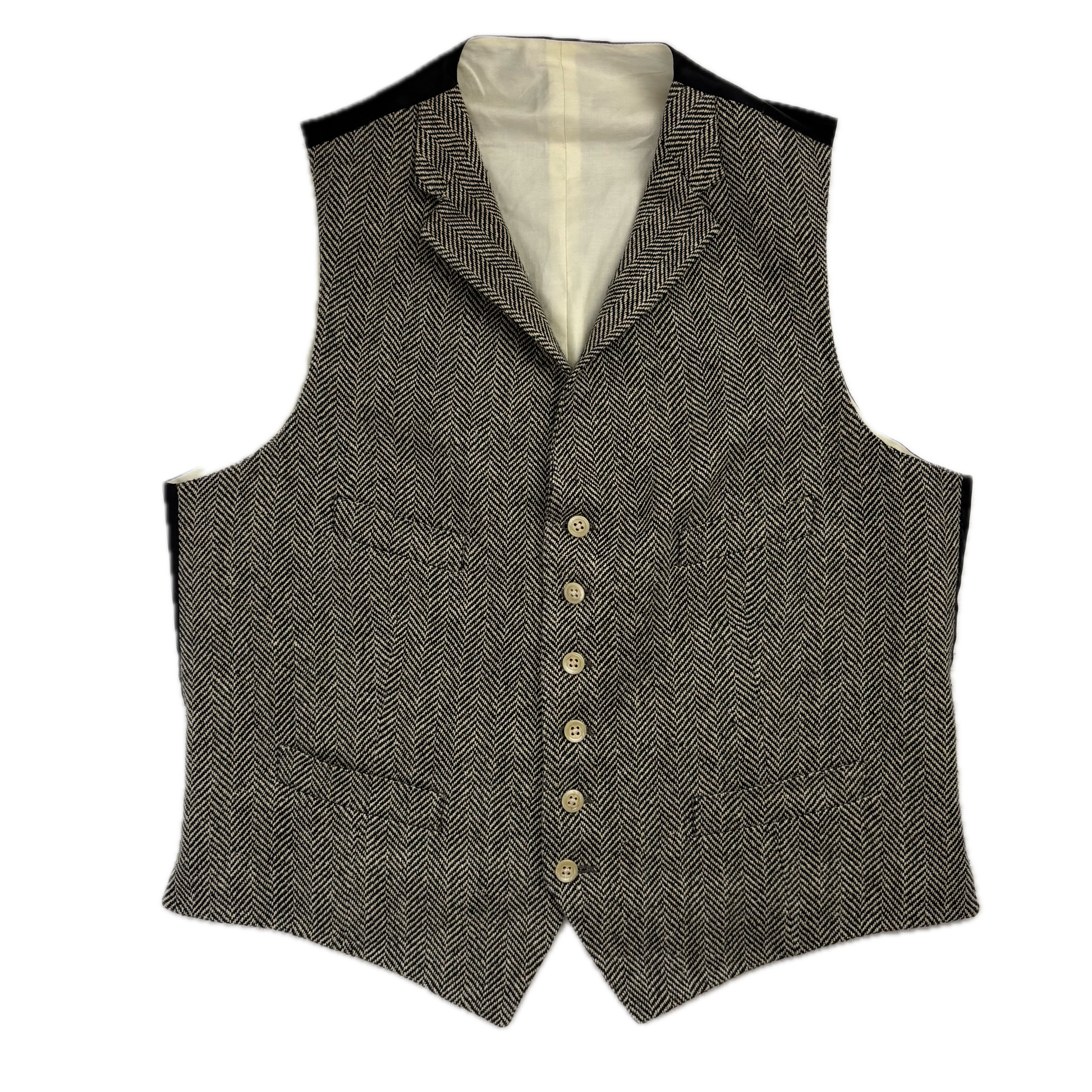 Polo Ralph Lauren Grey Herringbone Waistcoat (Flax Silk Wool) - 44R