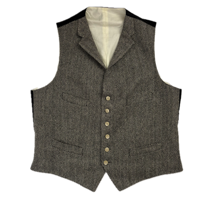 Polo Ralph Lauren Grey Herringbone Waistcoat (Flax Silk Wool) - 44R
