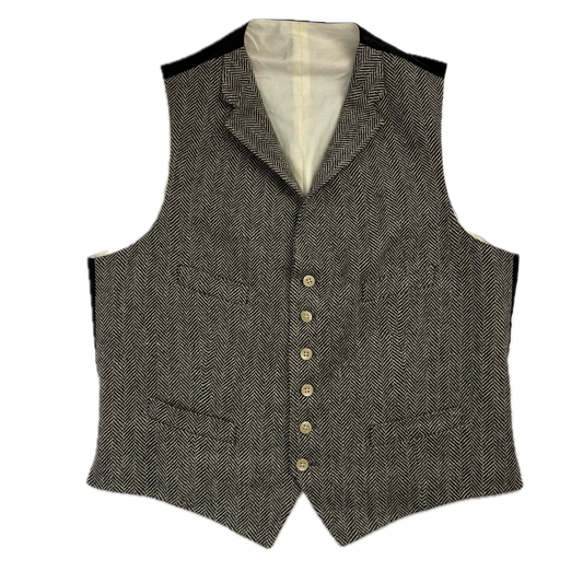 Polo Ralph Lauren Grey Herringbone Waistcoat (Flax Silk Wool) - 44R