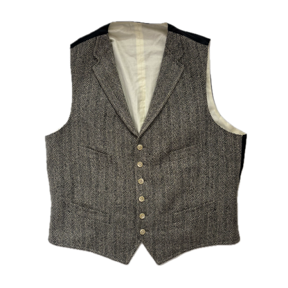 Polo Ralph Lauren Grey Herringbone Waistcoat (Flax Silk Wool) - 44R
