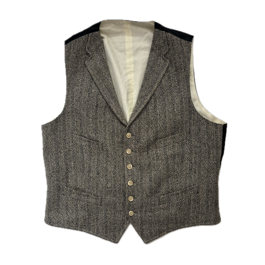 Polo Ralph Lauren Grey Herringbone Waistcoat (Flax Silk Wool) - 44R