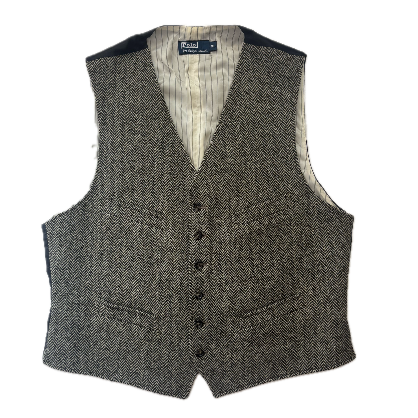 Polo Ralph Lauren Grey Herringbone Waistcoat (Wool) - XL