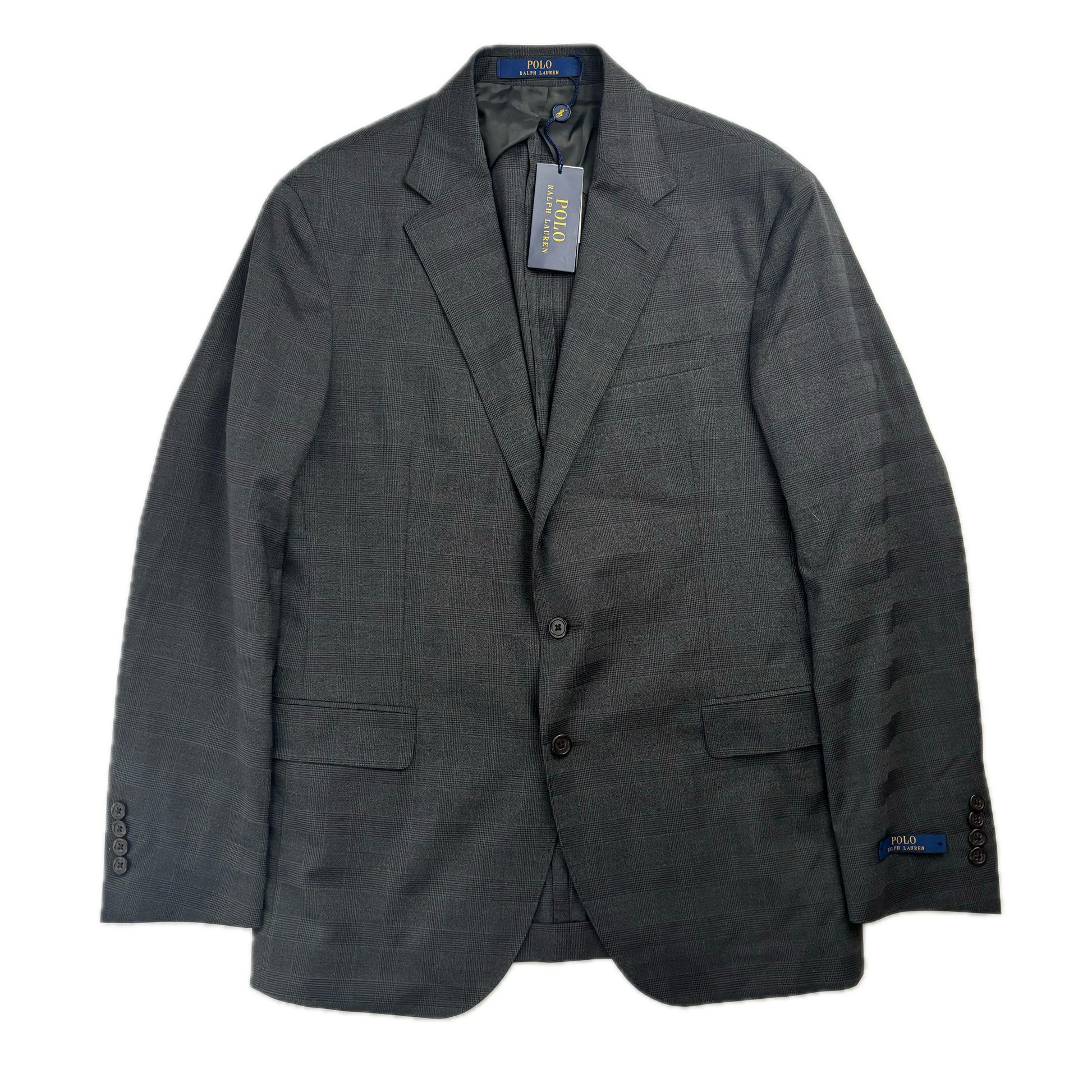 Polo Ralph Lauren Grey Plaid Check Blazer Traveler (Wool Polyester) - 40R