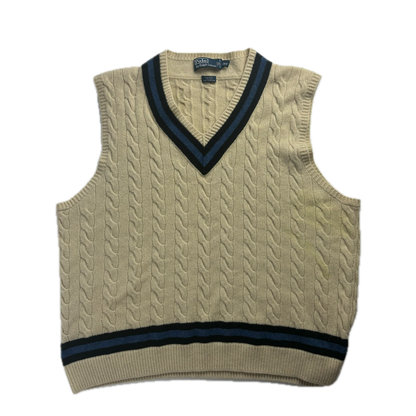 Polo Ralph Lauren Ivory Cricket Vest Tennis Cableknit (Wool Silk Cashmere) - 2XB
