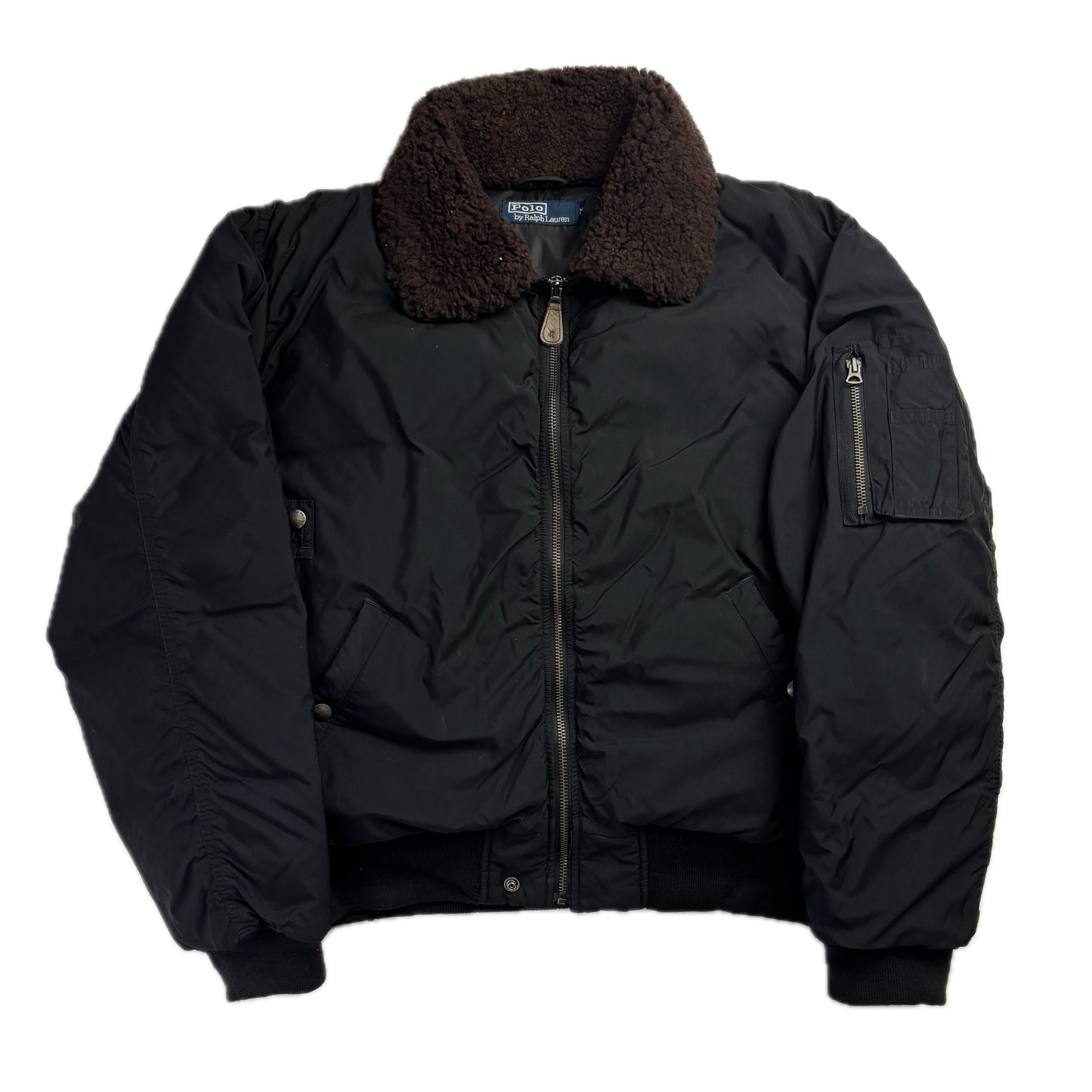 Polo Ralph Lauren Lambswool Collar Black Bomber Jacket - M