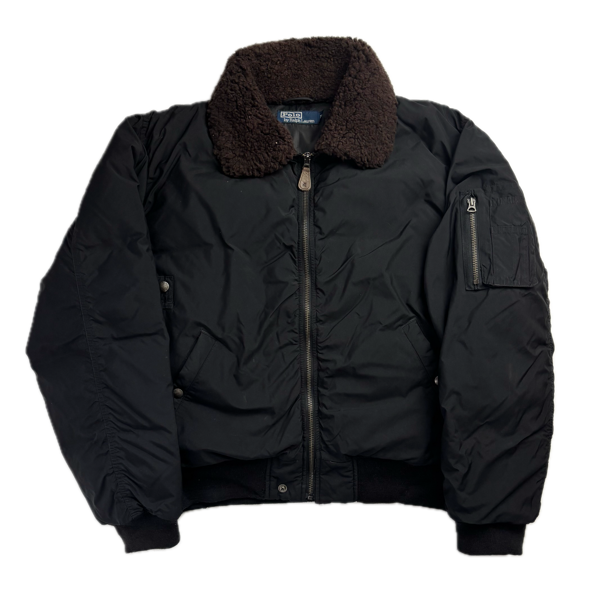 Polo Ralph Lauren Lambswool Collar Black Bomber Jacket - M