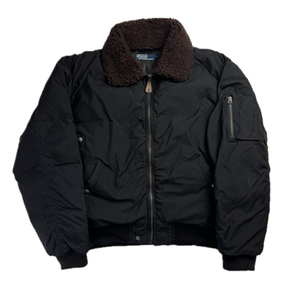 Polo Ralph Lauren Lambswool Collar Black Bomber Jacket - M