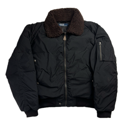 Polo Ralph Lauren Lambswool Collar Black Bomber Jacket - M