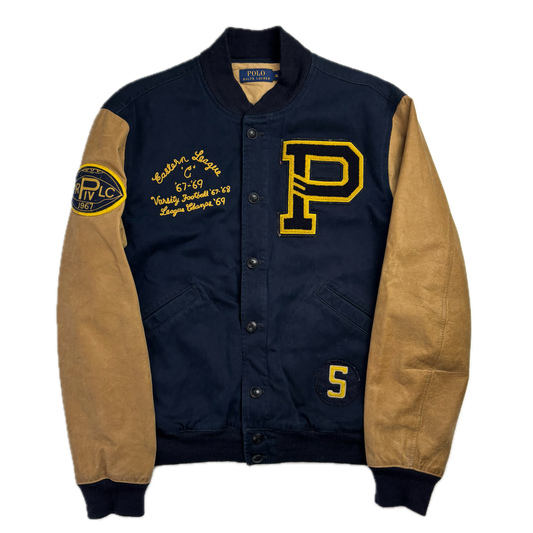 Polo Ralph Lauren Leather Football Varsity Bulldog Leather Letterman Jacket - XL
