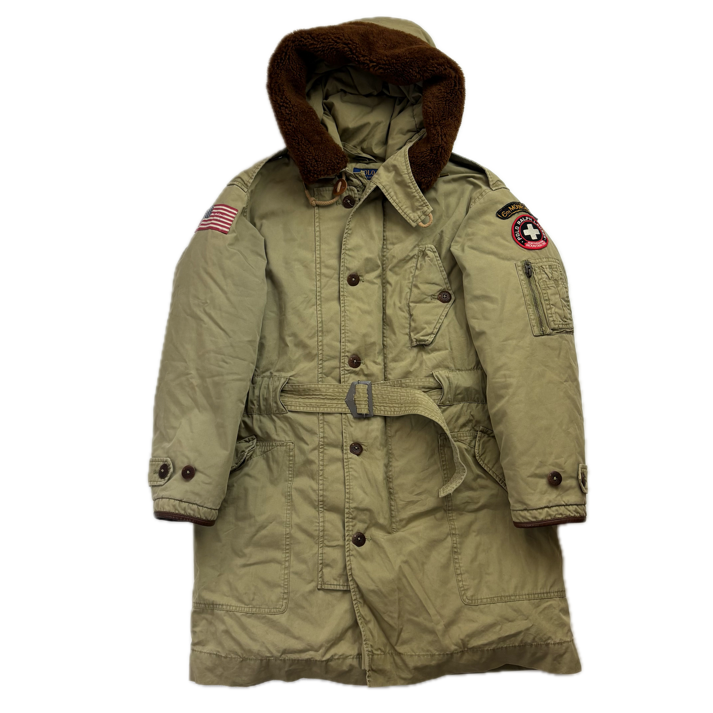 Polo Ralph Lauren Mountain Division Puffer Parka Military Sheepskin Hood - M