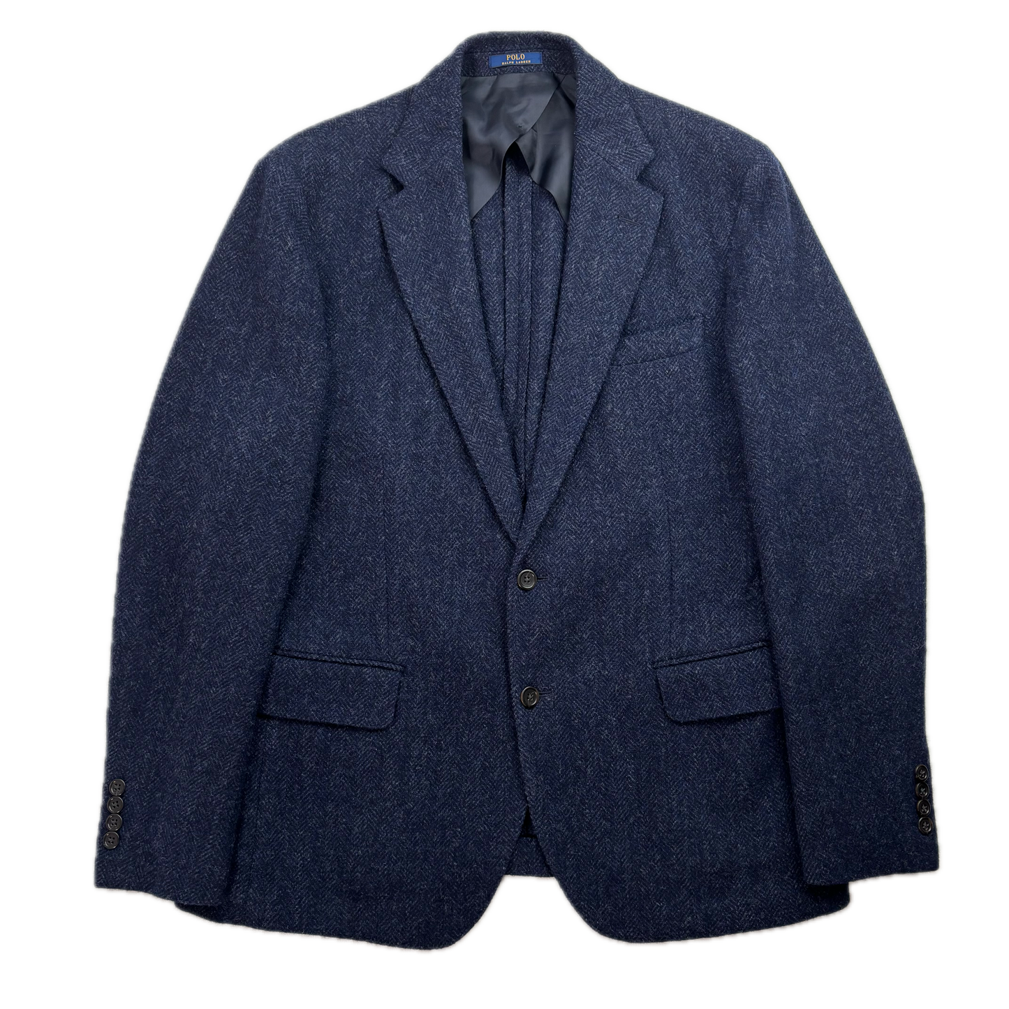 Polo Ralph Lauren Navy Blue Herringbone Blazer Sports Coat (Wool) - 44R
