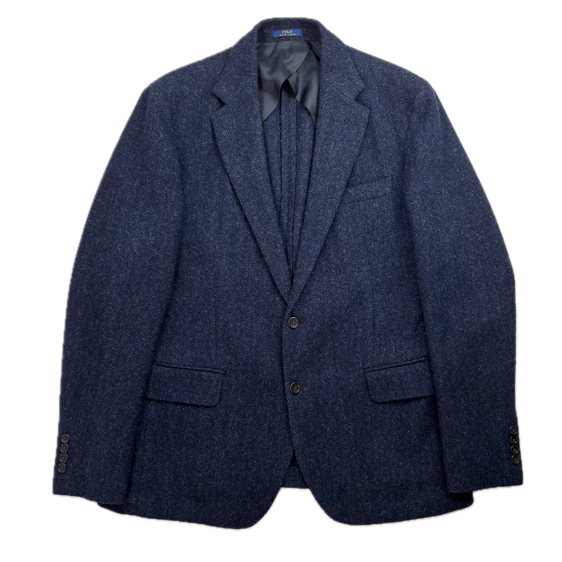 Polo Ralph Lauren Navy Blue Herringbone Blazer Sports Coat (Wool) - 44R