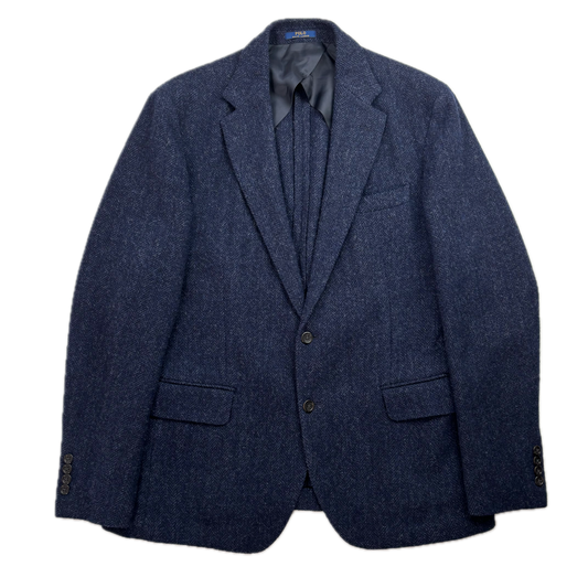 Polo Ralph Lauren Navy Blue Herringbone Blazer Sports Coat (Wool) - 44R