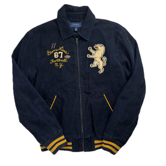 Polo Ralph Lauren Navy Corduroy Varsity Bronx Lions Letterman Jacket - S