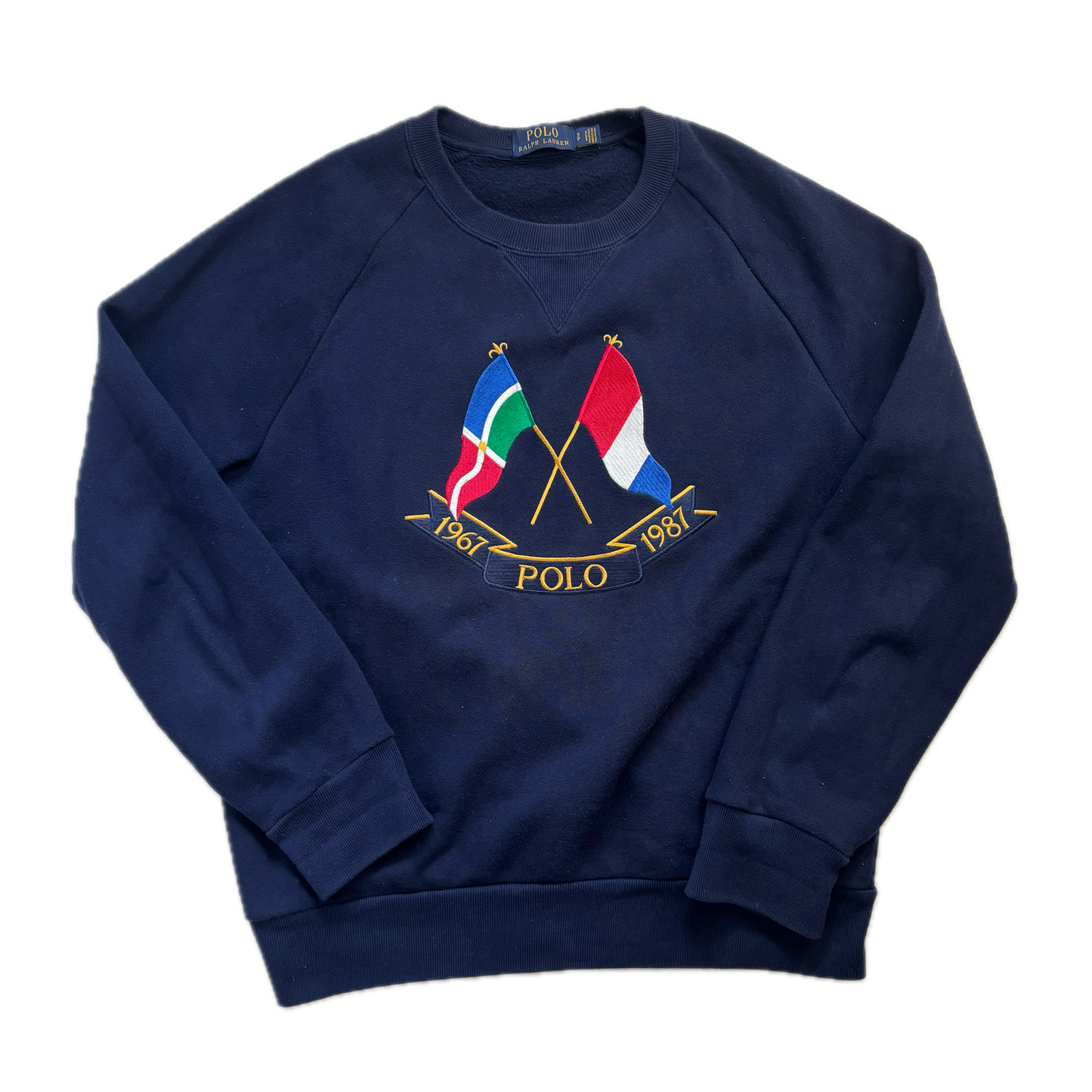 Polo Ralph Lauren Navy Cross Flags Sweatshirt Retro - S