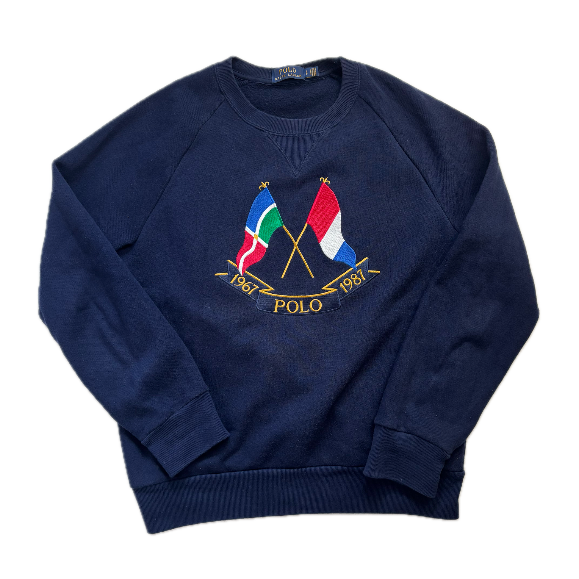Polo Ralph Lauren Navy Cross Flags Sweatshirt Retro - S