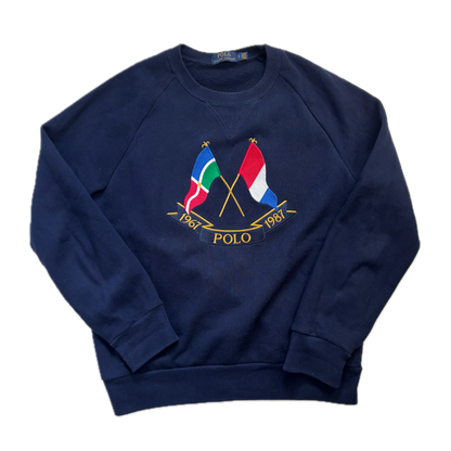 Polo Ralph Lauren Navy Cross Flags Sweatshirt Retro - S