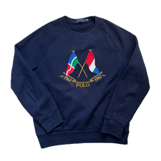 Polo Ralph Lauren Navy Cross Flags Sweatshirt Retro - S