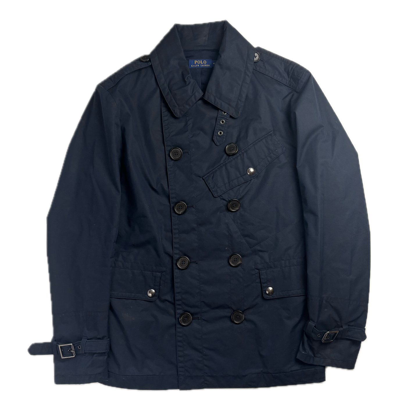 Polo Ralph Lauren Navy Double Breasted Rain Coat Trench M