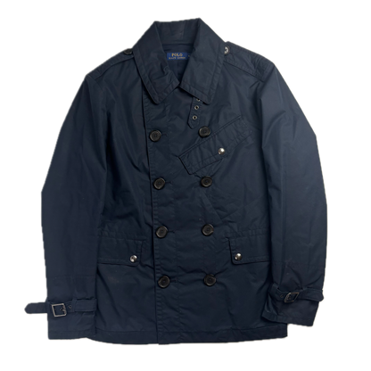 Polo Ralph Lauren Navy Double Breasted Rain Coat Trench M