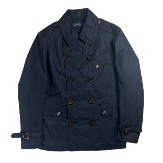 Polo Ralph Lauren Navy Double Breasted Rain Coat Trench M