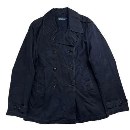 Polo Ralph Lauren Navy Double Breasted Rain Mac Coat Trench - L