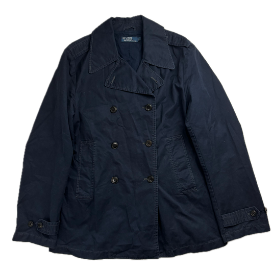 Polo Ralph Lauren Navy Double Breasted Rain Mac Coat Trench - L