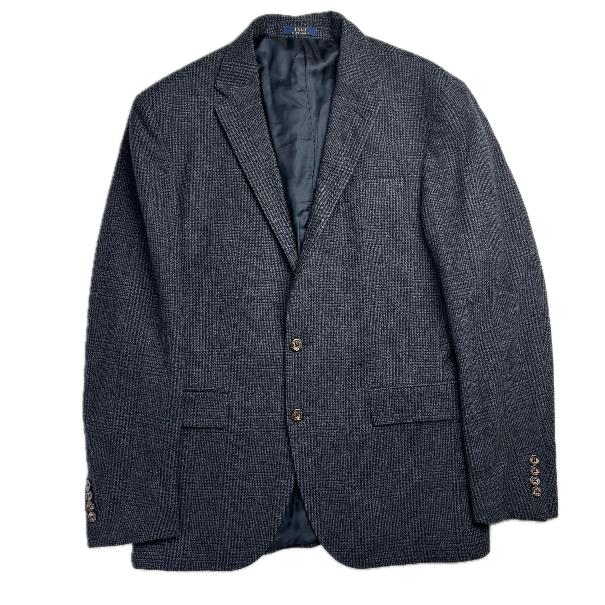 Polo Ralph Lauren Navy Glen Plaid Tweed Blazer Sports Coat (Wool Cashmere) - 40R