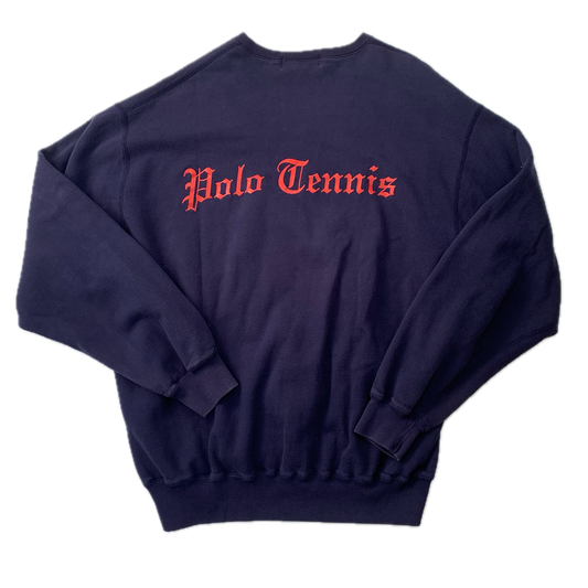 Polo Ralph Lauren Navy Polo Tennis V-Neck Sweatshirt - L