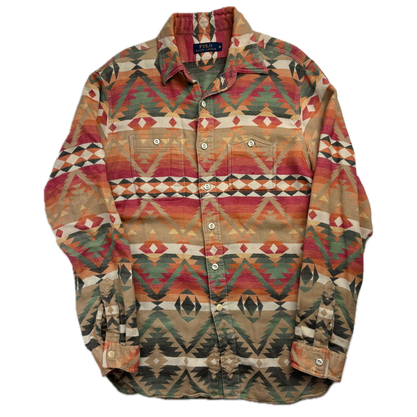 Polo Ralph Lauren Orange Beige Aztec Beacon Shirt - M