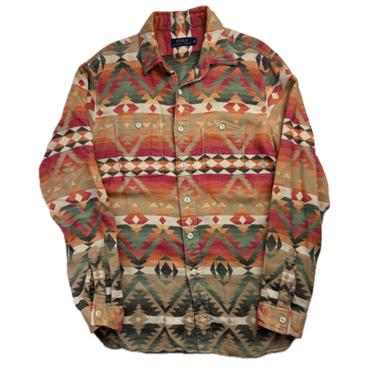 Polo Ralph Lauren Orange Beige Aztec Beacon Shirt - M