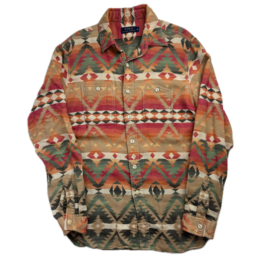 Polo Ralph Lauren Orange Beige Aztec Beacon Shirt - M
