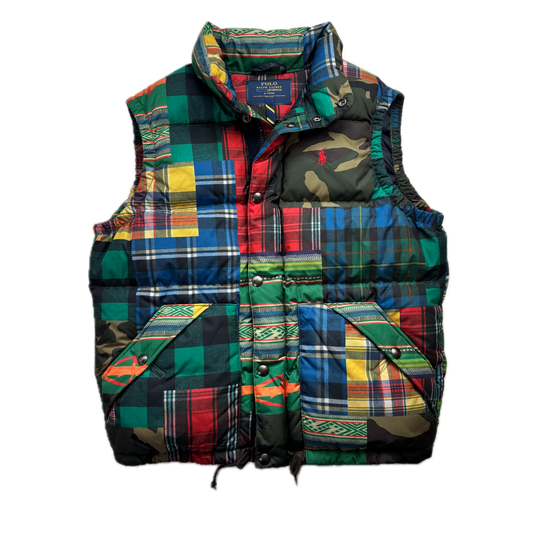 Polo Ralph Lauren Patchwork Puffer Gilet Down Vest - M