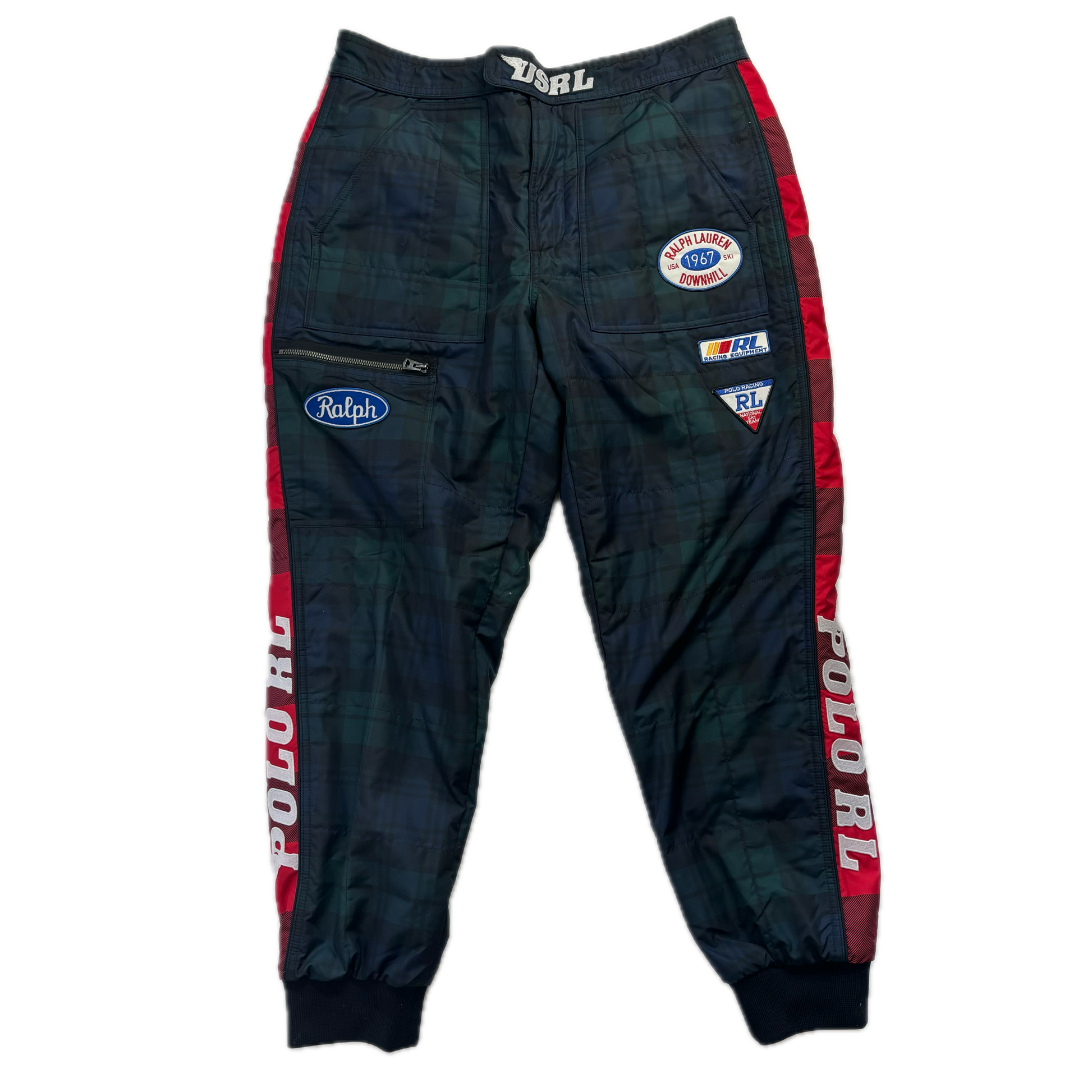 Polo Ralph Lauren Racing Equipment Downhill Ski Trousers BlackWatch Tartan - L