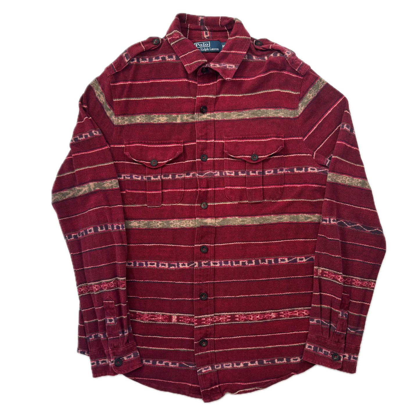 Polo Ralph Lauren Red Aztec Serape Southwestern Mesh Shirt - M