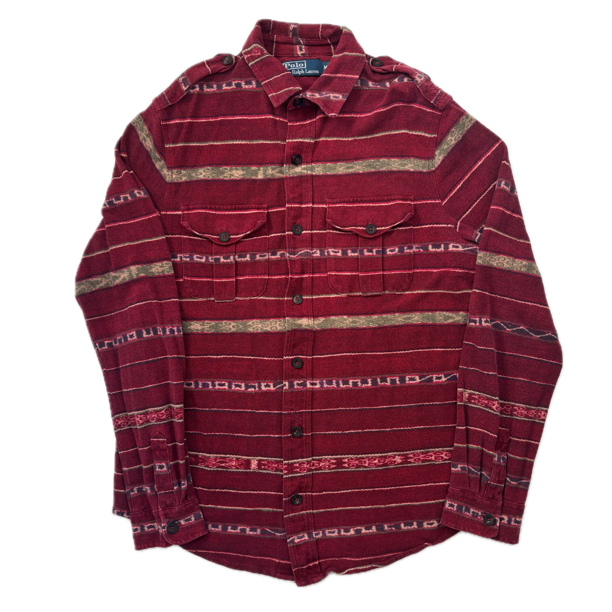 Polo Ralph Lauren Red Aztec Serape Southwestern Mesh Shirt - M