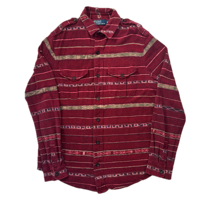 Polo Ralph Lauren Red Aztec Serape Southwestern Mesh Shirt - M