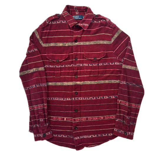 Polo Ralph Lauren Red Aztec Serape Southwestern Mesh Shirt - M