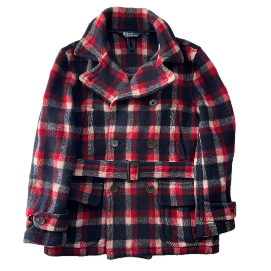 Polo Ralph Lauren Red Navy Plaid Belted Double Breasted Coat (Wool) - M
