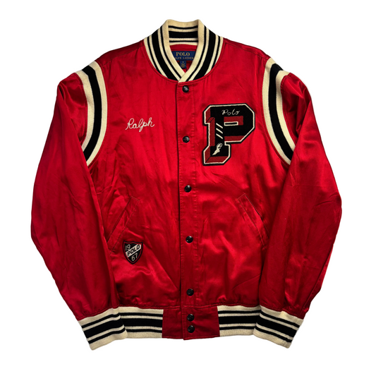 Polo Ralph Lauren Red Satin Varsity Tiger Letterman Jacket - M