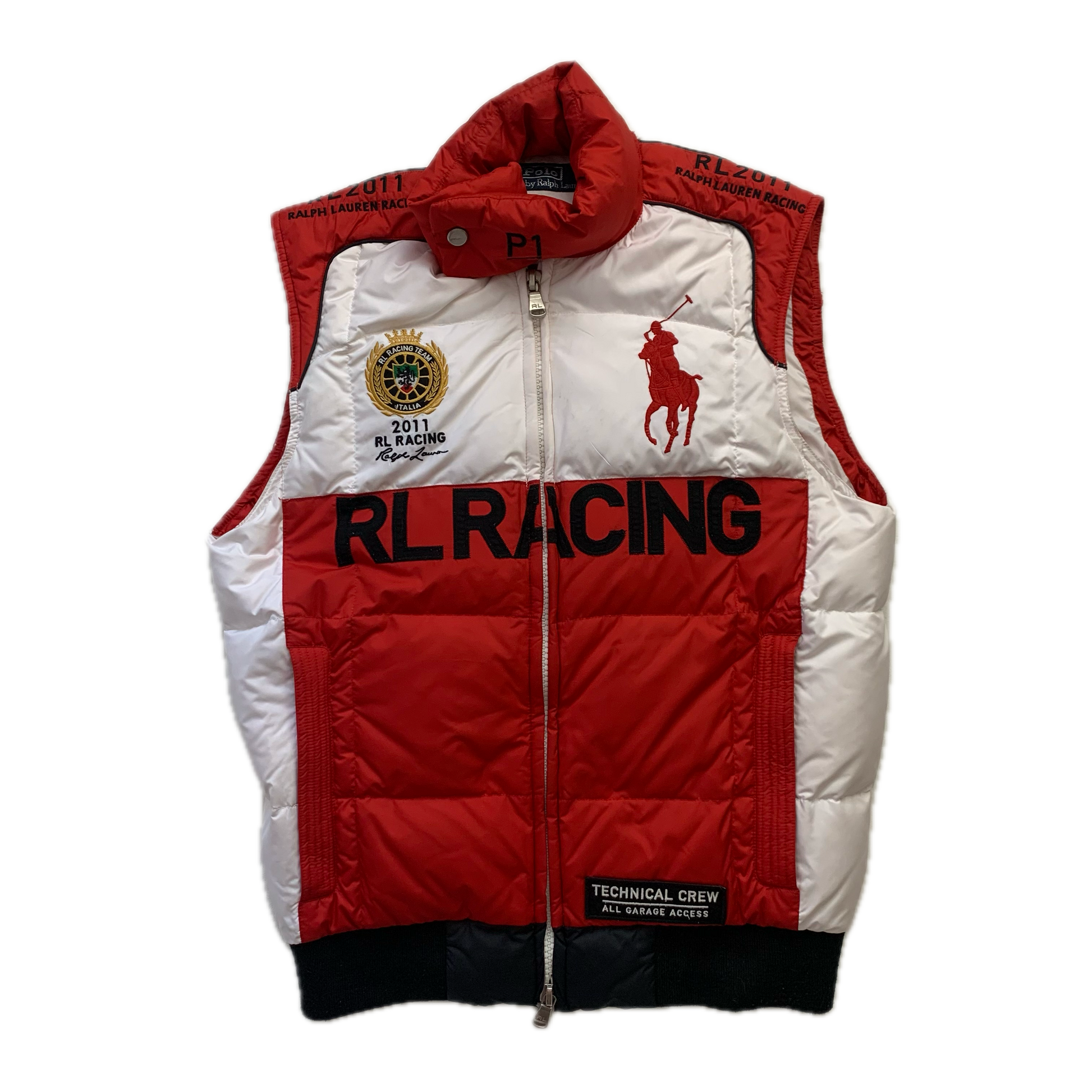 Polo Ralph Lauren Red White Racing Italy 2011 Italy Down Vest Gilet Puffer - S