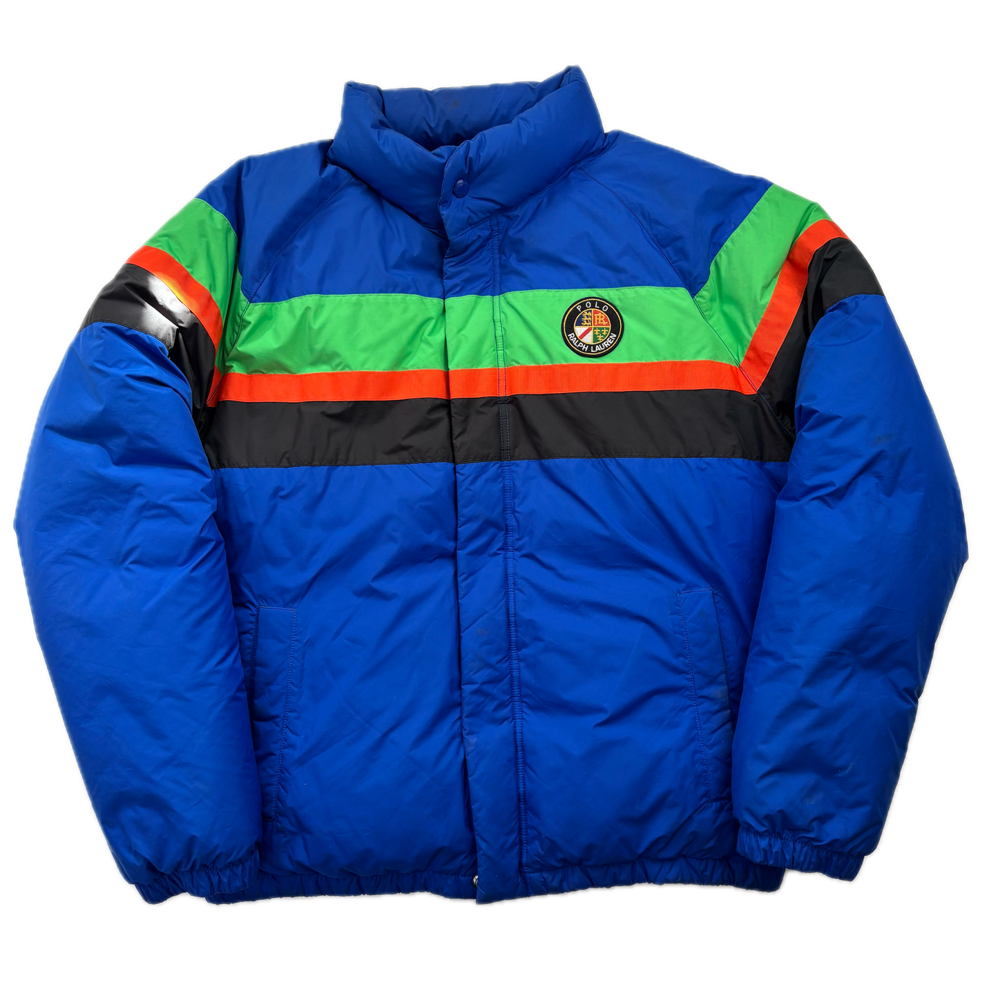 Polo Ralph Lauren Retro Blue Cookie Patch Puffer Jacket Down Coat - M
