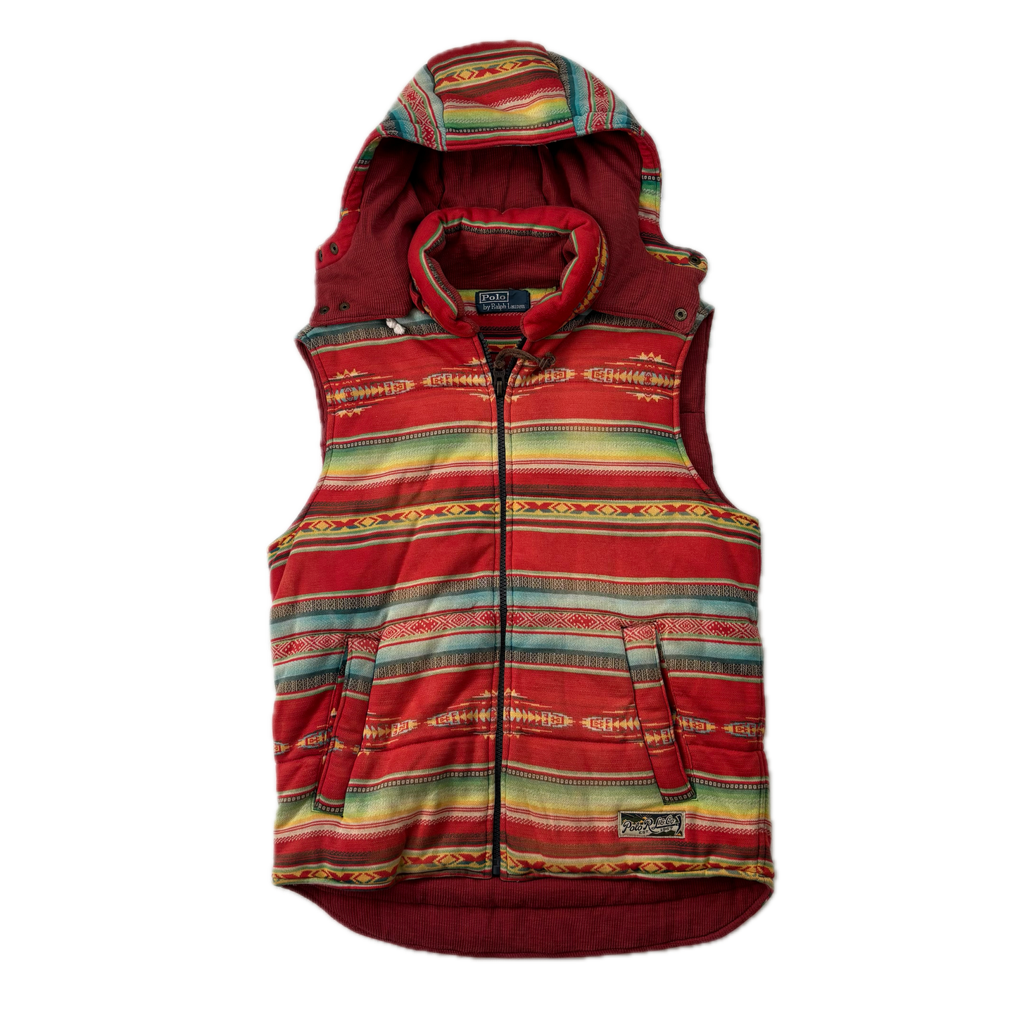 Polo Ralph Lauren Serape Aztec Body Warmer Hooded Gilet Vest Southwestern - M