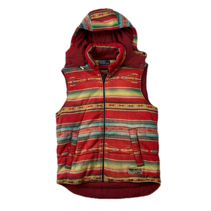 Polo Ralph Lauren Serape Aztec Body Warmer Hooded Gilet Vest Southwestern - M