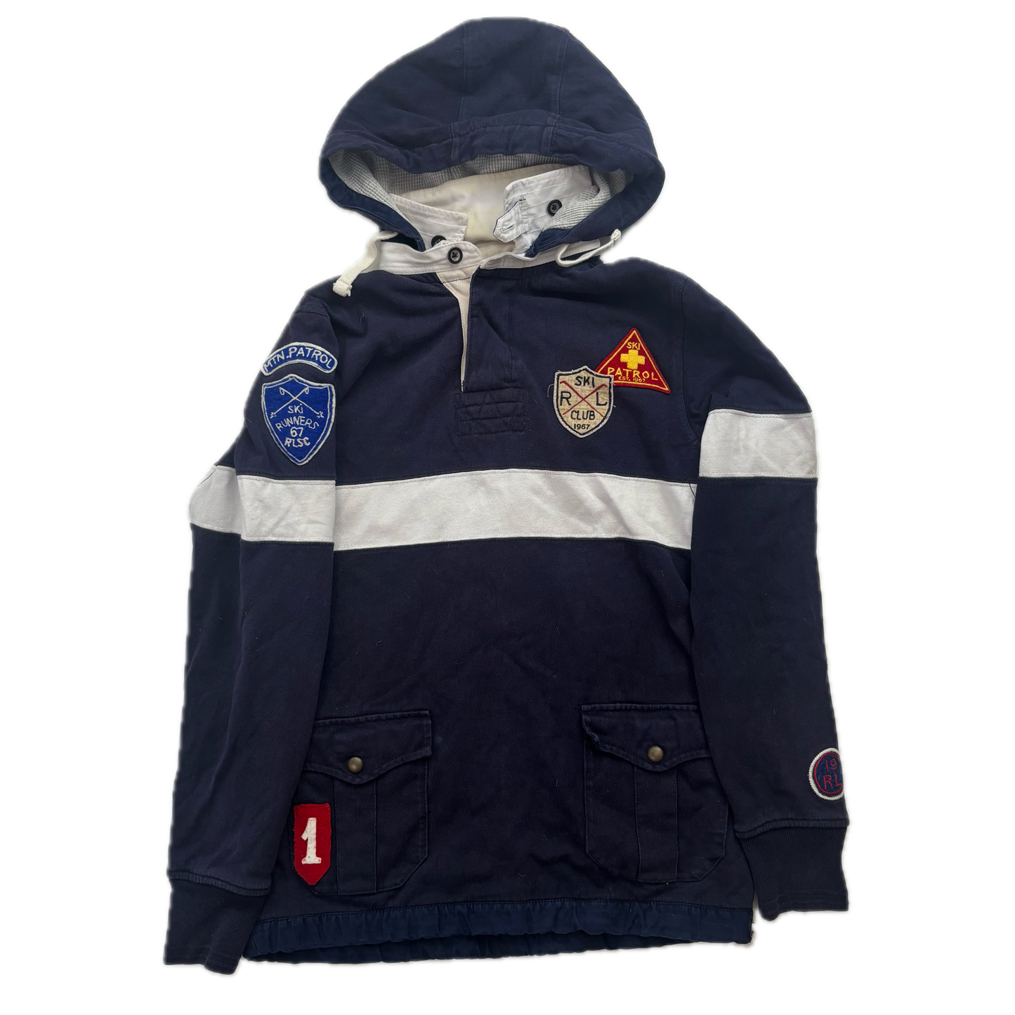 Polo Ralph Lauren Ski Patrol Hooded Rugby Shirt Retro - S
