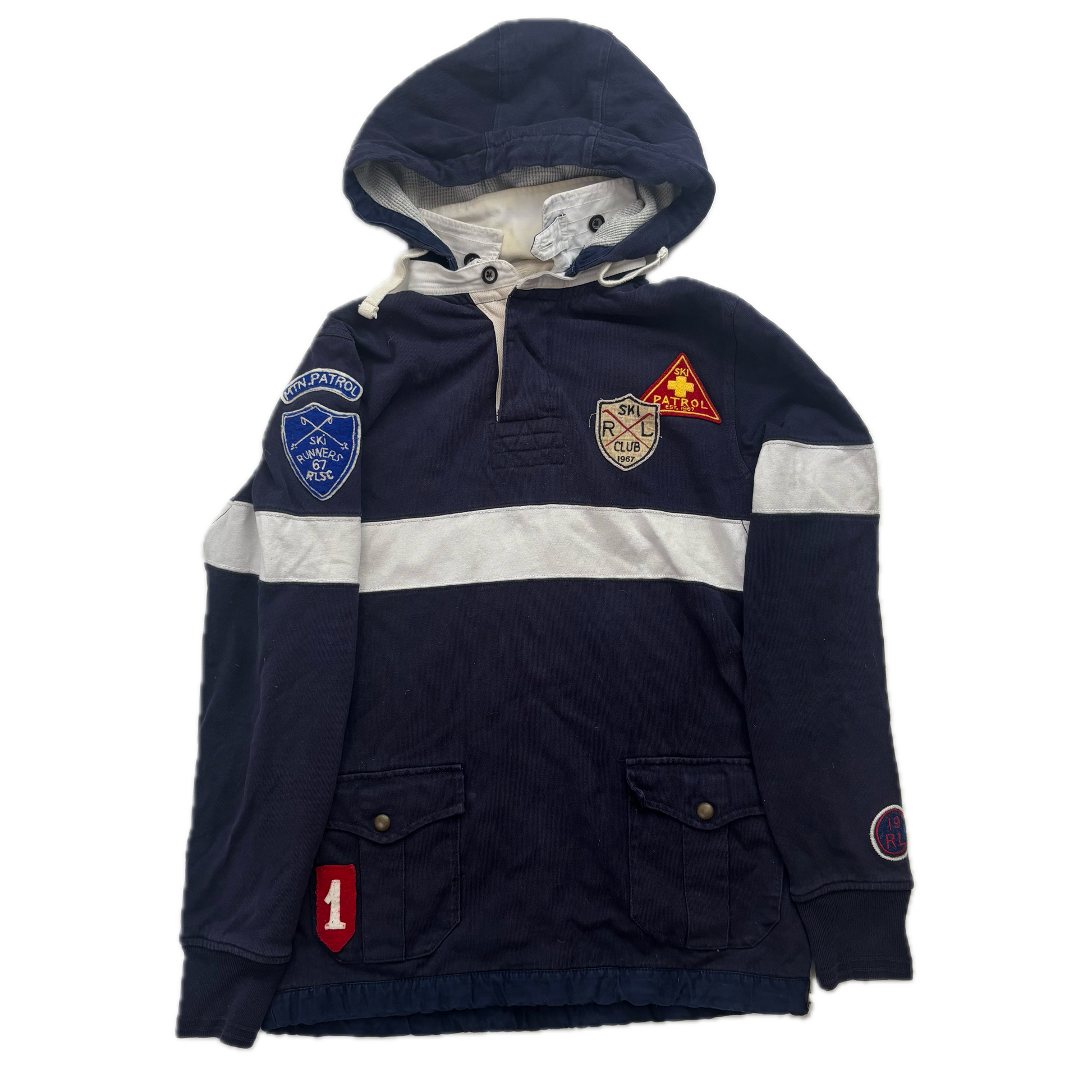 Polo Ralph Lauren Ski Patrol Hooded Rugby Shirt Retro - S