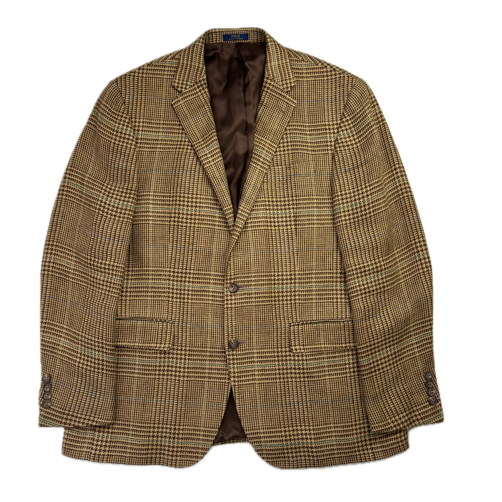 Polo Ralph Lauren Tan Brown Glen Plaid Blazer (Flax Silk) - 42R