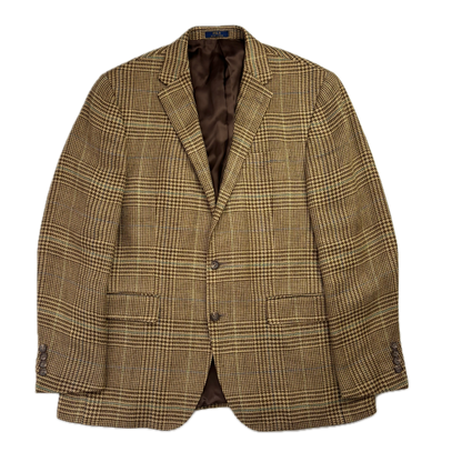 Polo Ralph Lauren Tan Brown Glen Plaid Blazer (Flax Silk) - 42R