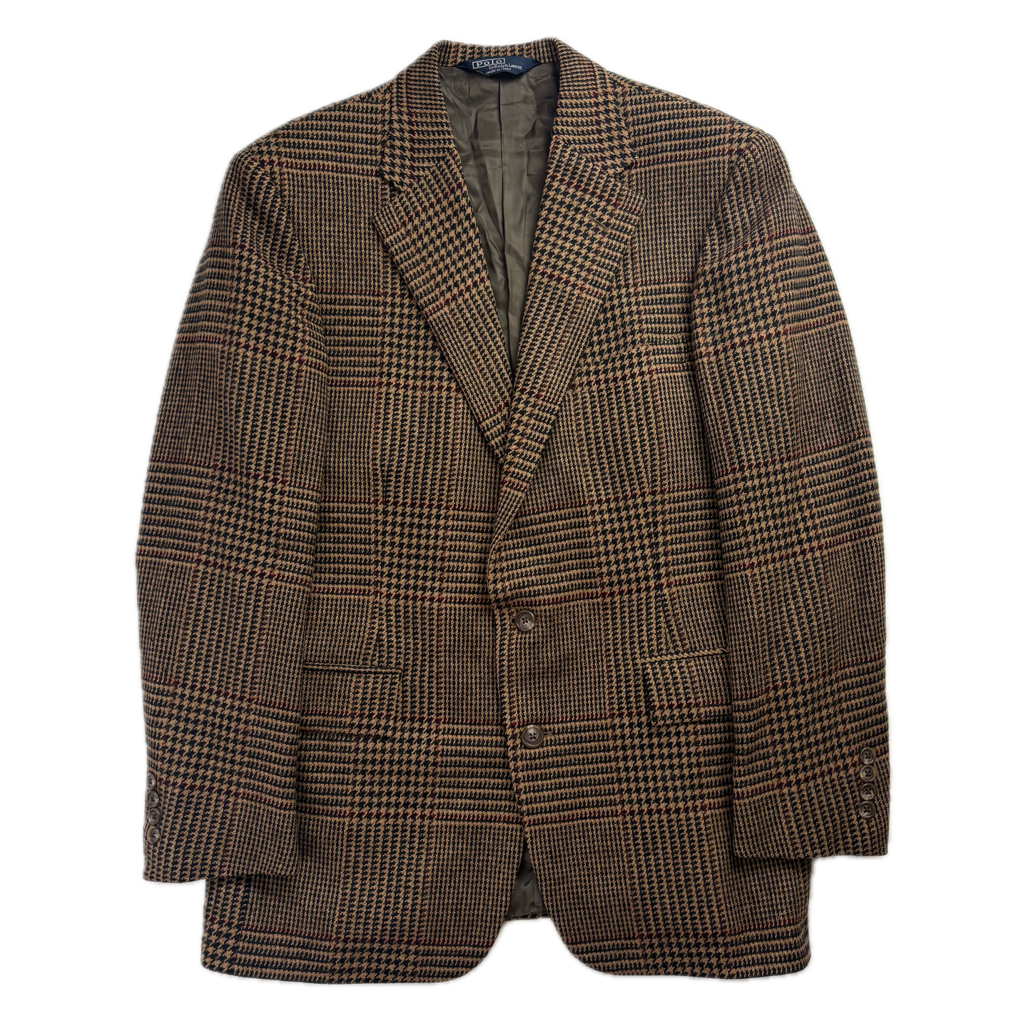 Polo Ralph Lauren Tan Brown Glen Plaid Blazer (Wool) - 38R